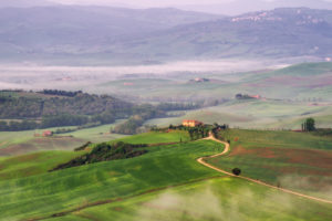 Italy, Tuscany, landscape in the fog, hills Italy, Tuscany, landscape in the fog, hills